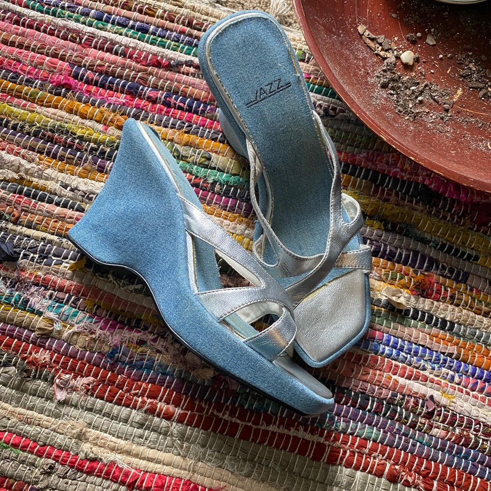 Vintage 90s Slip On Silver Strappys